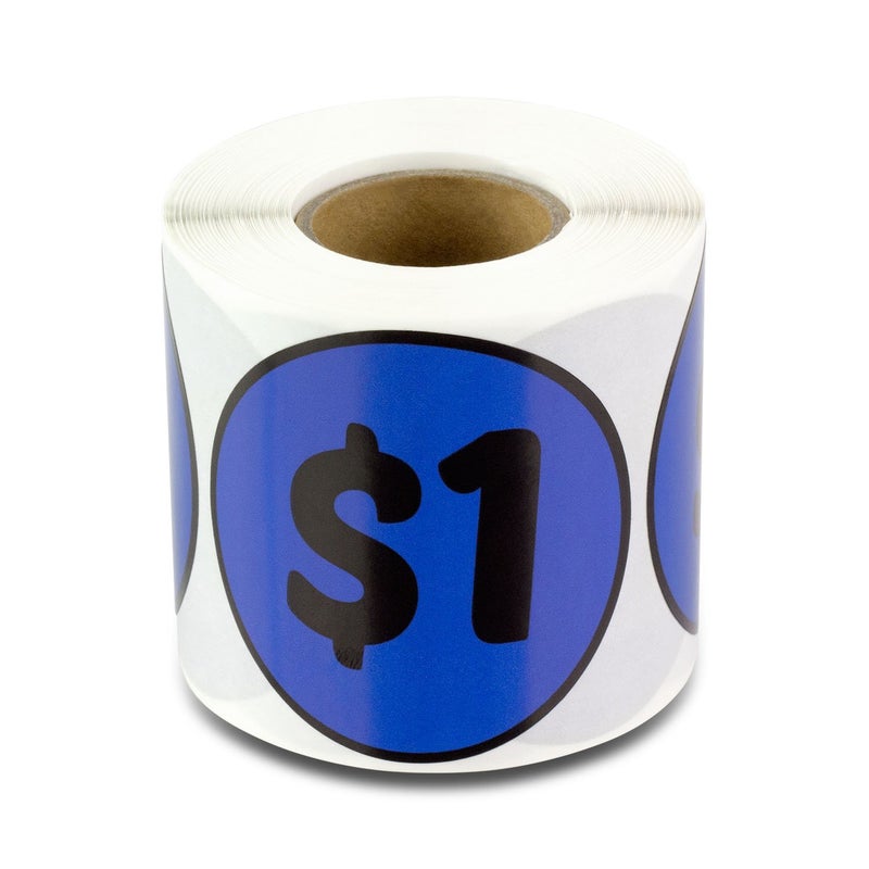 OfficeSmartLabels 1 Dollar Price Stickers (2 inch, Navy, Circle Dot - 300 Labels) 1 Dollar Stickers for Garage Sales, Yard Sales, or Retail Stores - Image 1